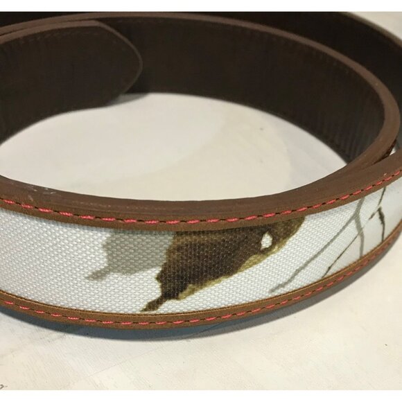 RealTree Mens Brown & White Canvas Leather Belt L / XL Metal Buckle 96000/979 - Picture 3 of 9